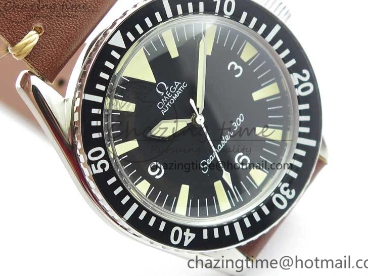 0225 Vintage Seamaster 300 No Date SS B12 Black Dial On Brown Leather Strap A2836 (Free Nylon Strap) Comfortable 7912